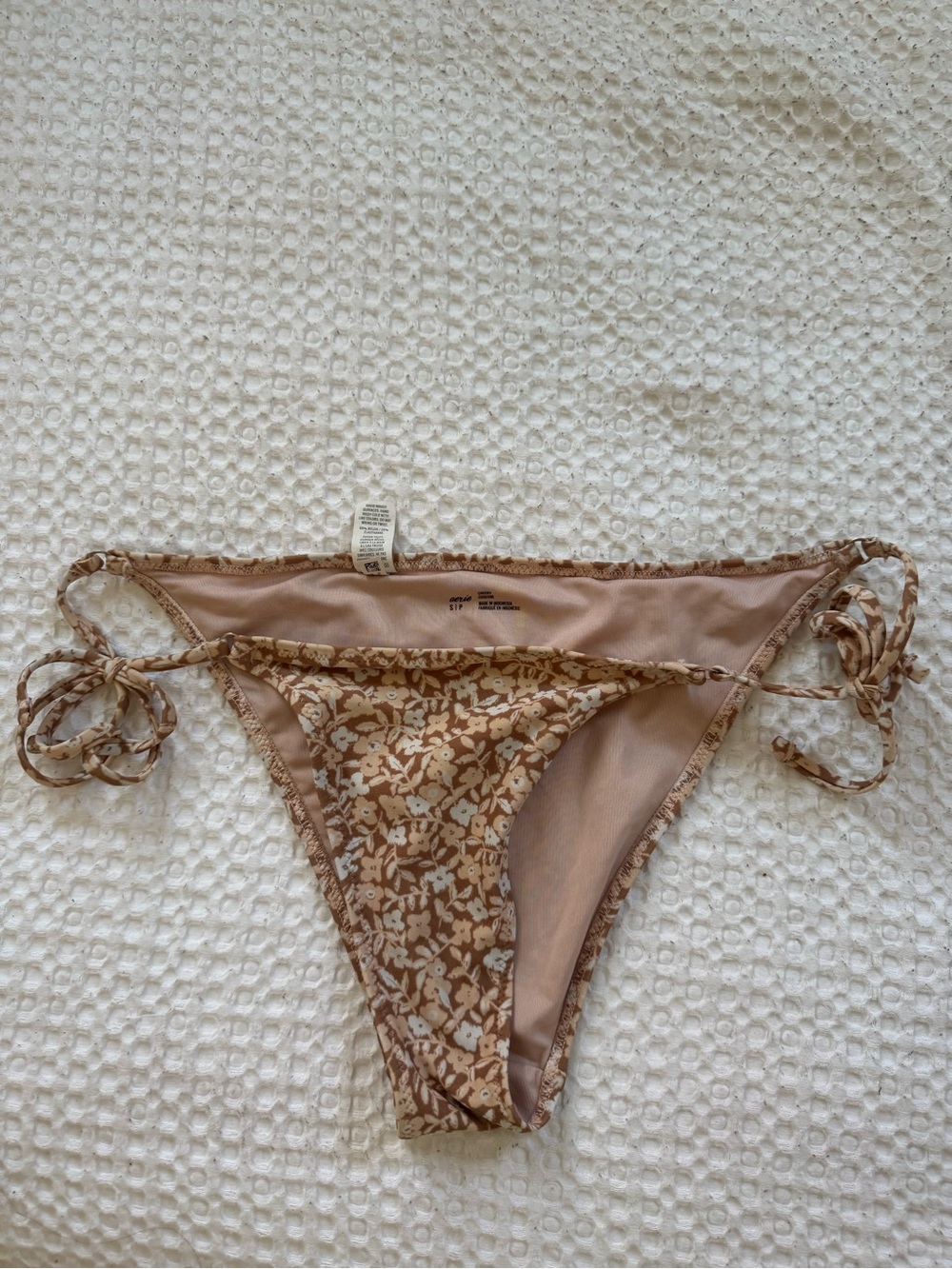 & Other Stories Beige Floral Tie-Side Bikini Bottom